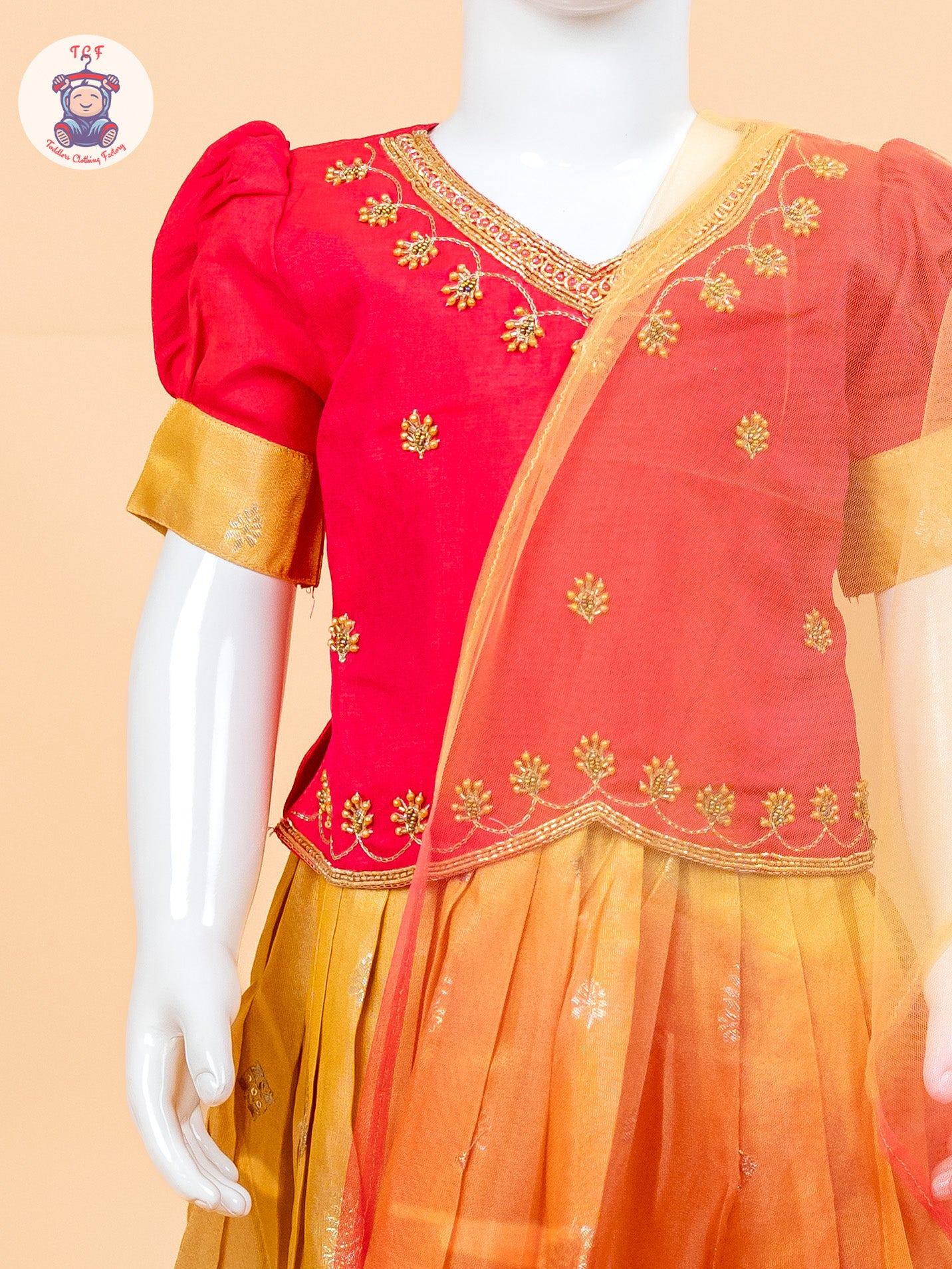 Pink & Mustard - Semi Leghanga Choli