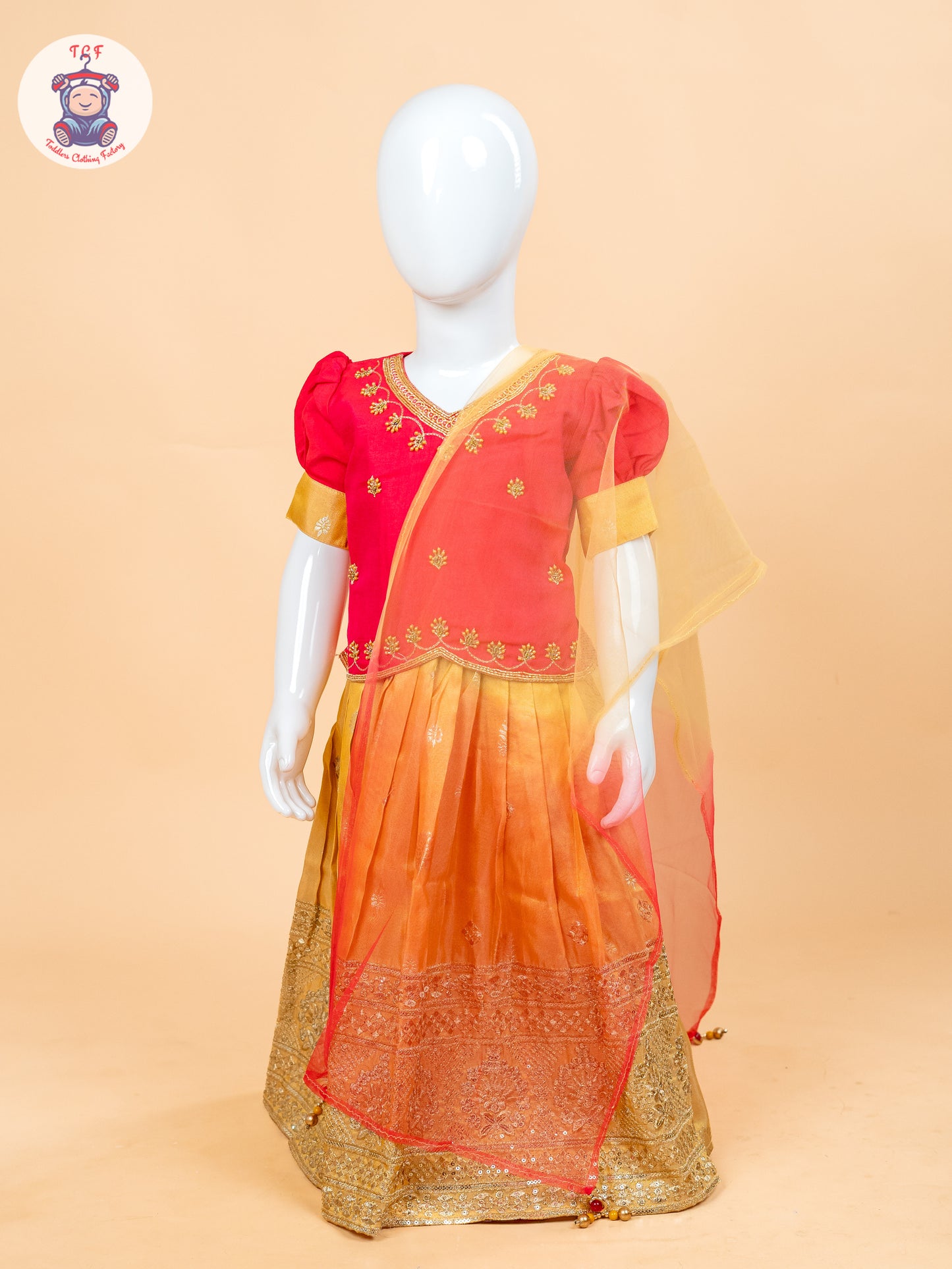 Pink & Mustard - Semi Leghanga Choli