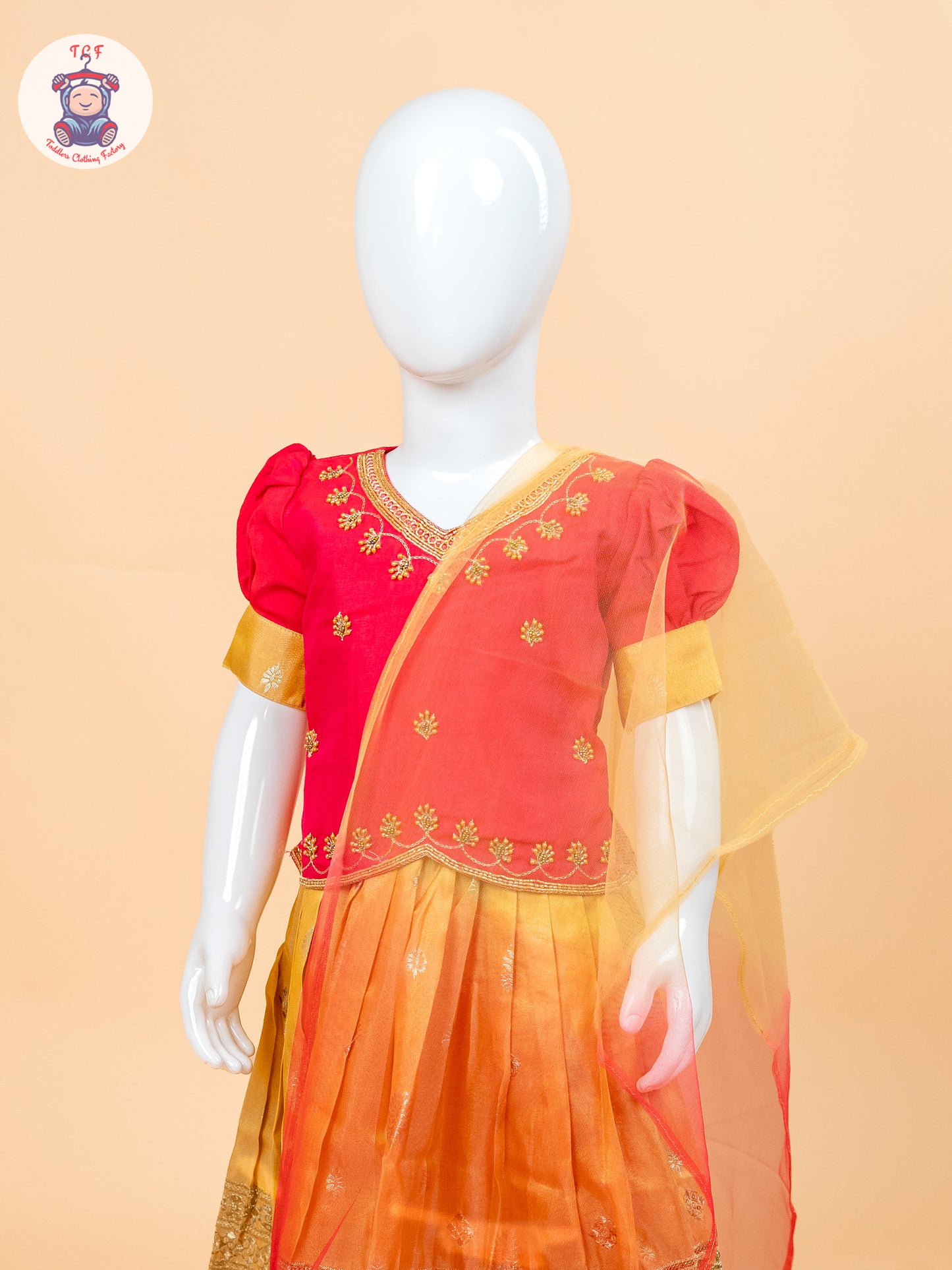 Pink & Mustard - Semi Leghanga Choli