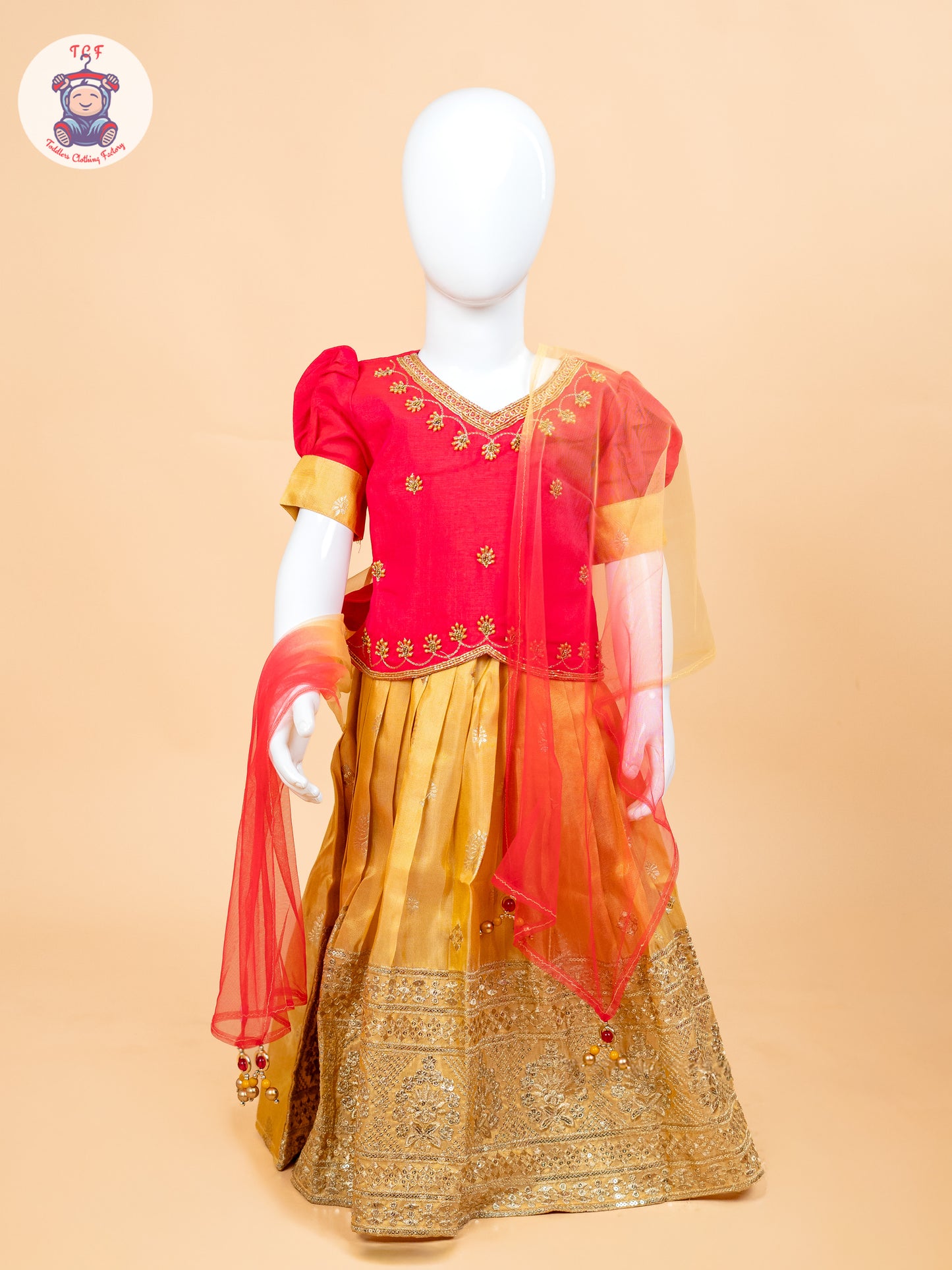 Pink & Mustard - Semi Leghanga Choli