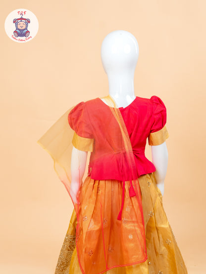 Pink & Mustard - Semi Leghanga Choli