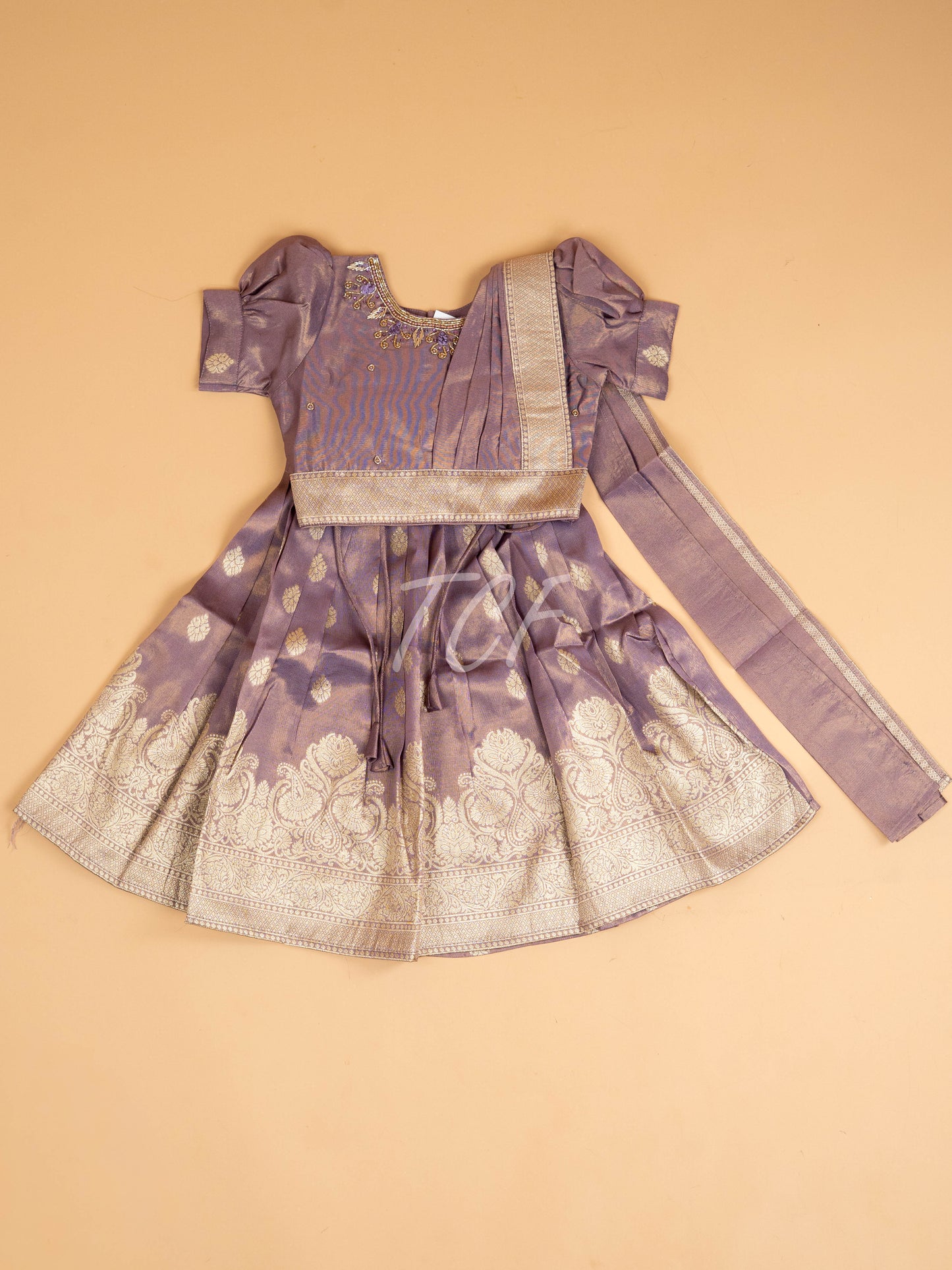 Maroon & Cream - Semi Leghanga Choli