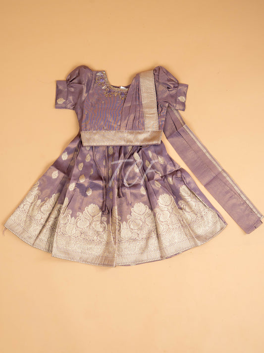 Maroon & Cream - Semi Leghanga Choli