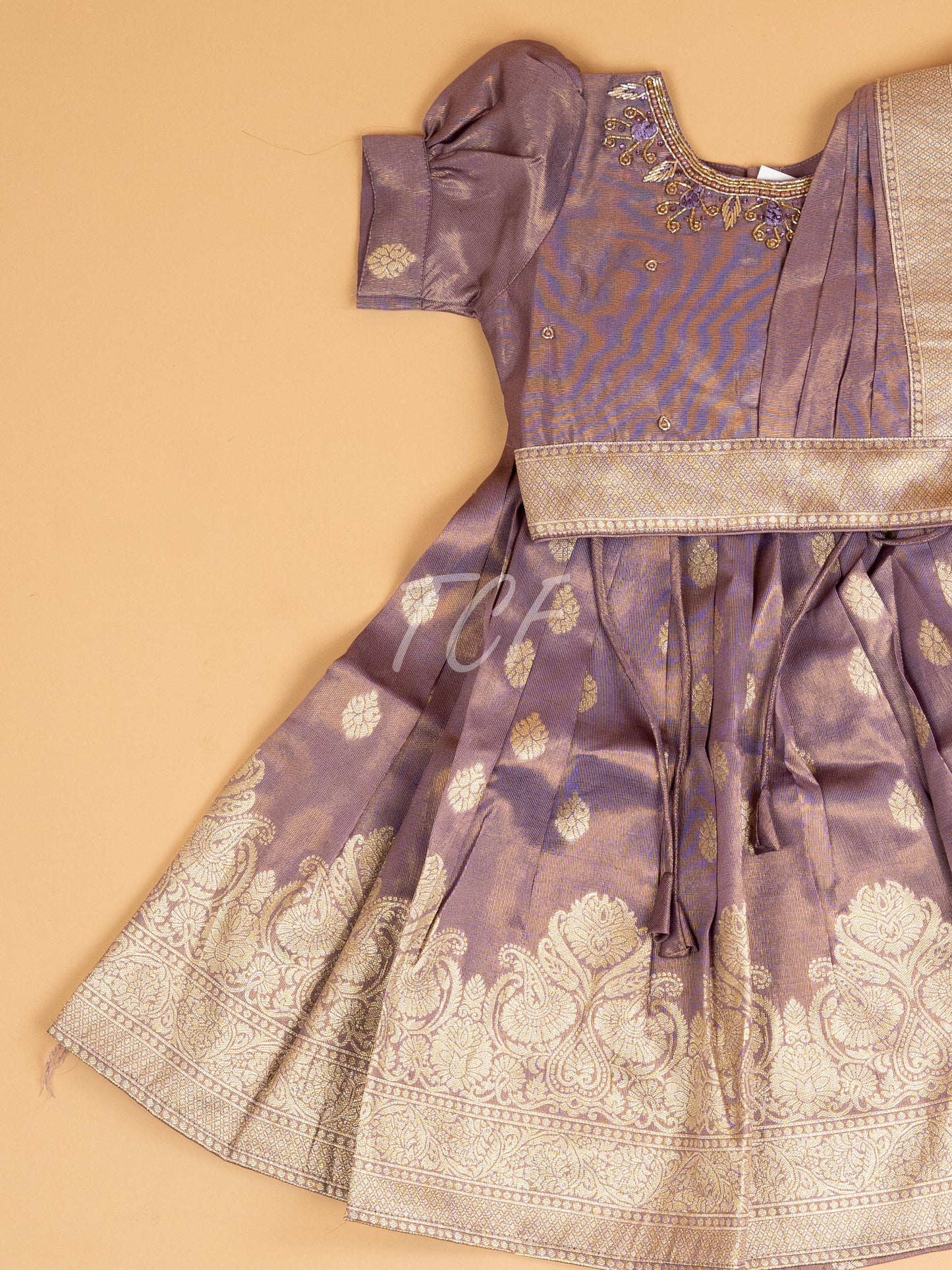 Maroon & Cream - Semi Leghanga Choli