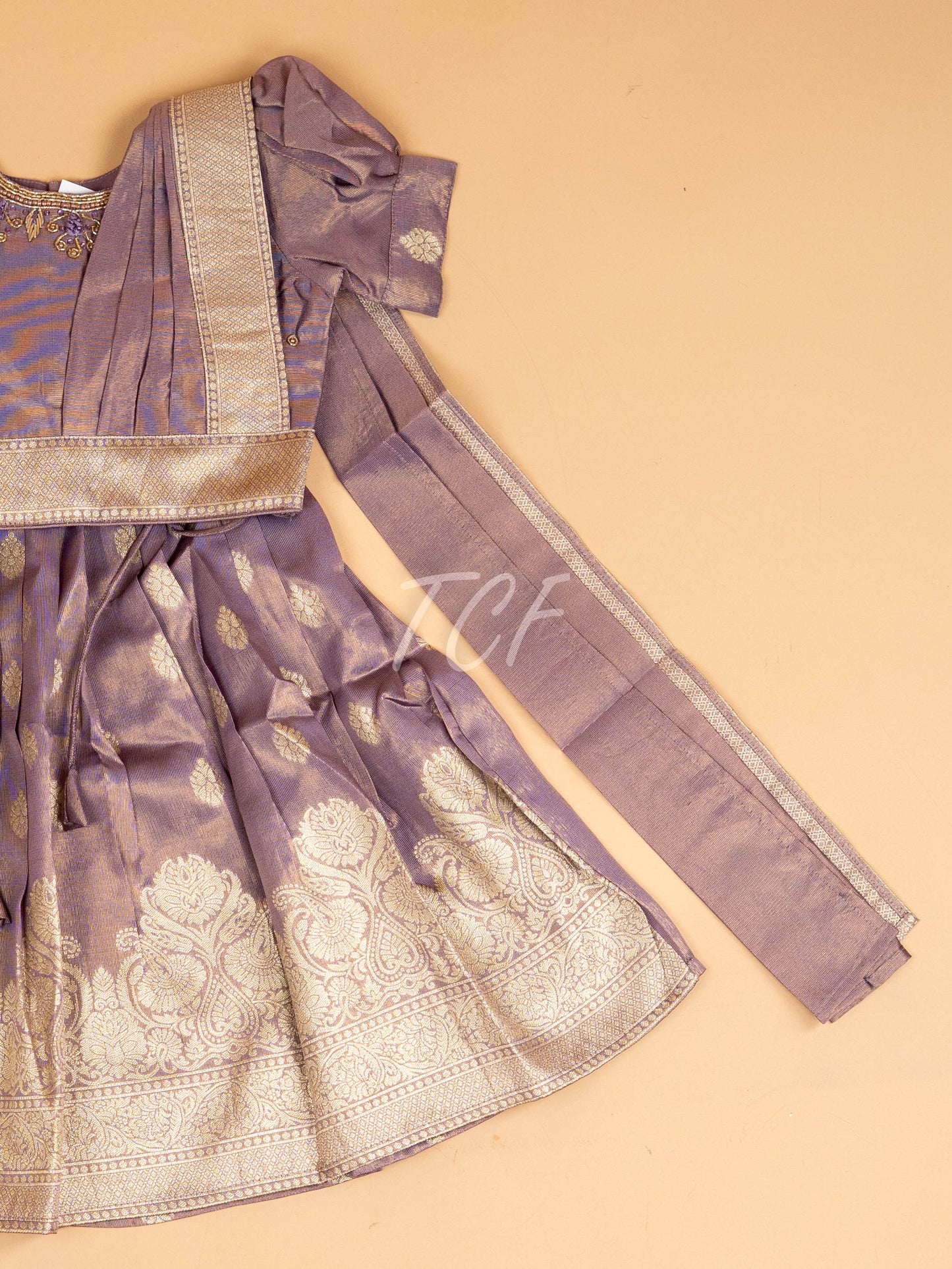 Maroon & Cream - Semi Leghanga Choli