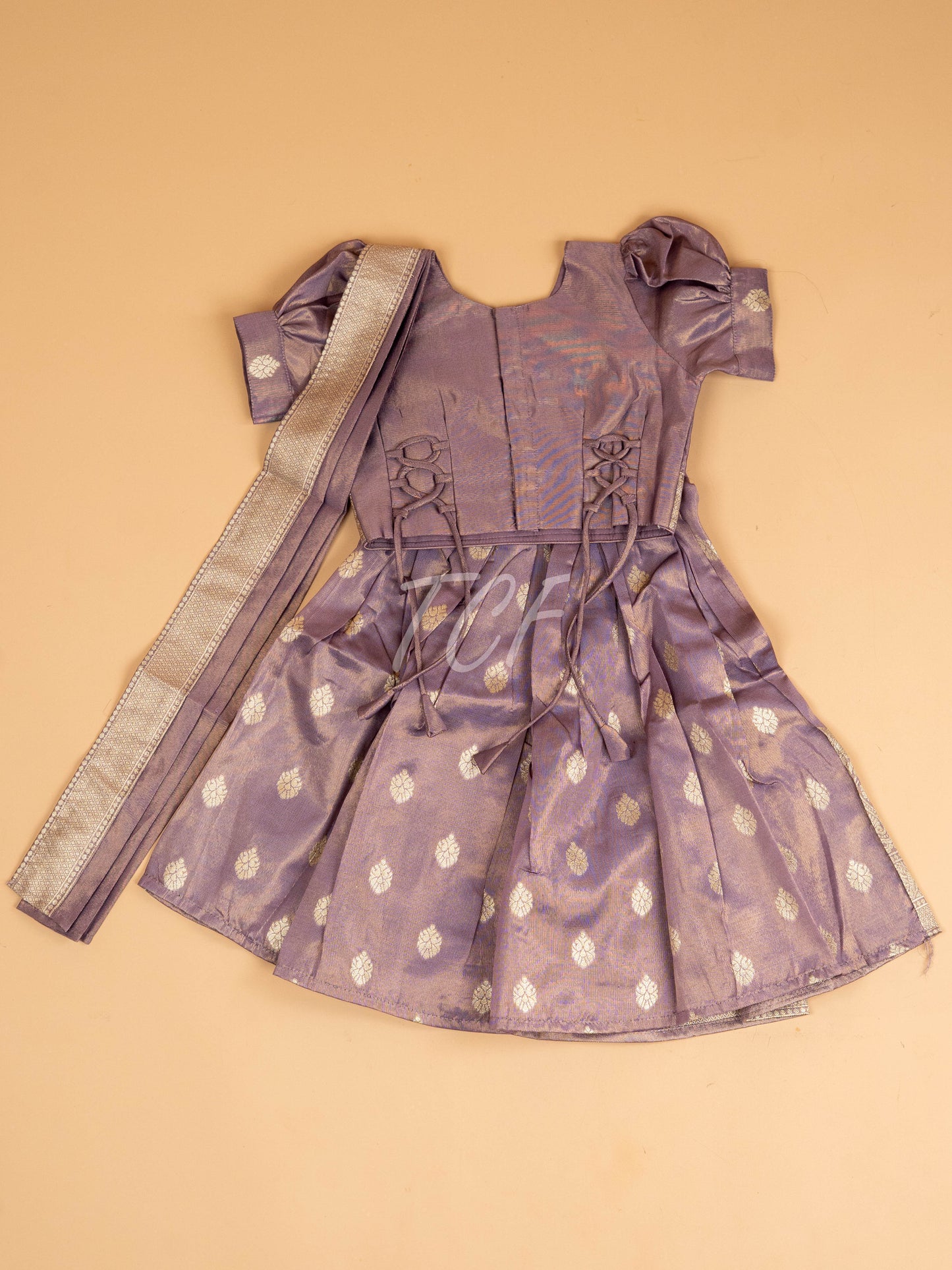 Maroon & Cream - Semi Leghanga Choli