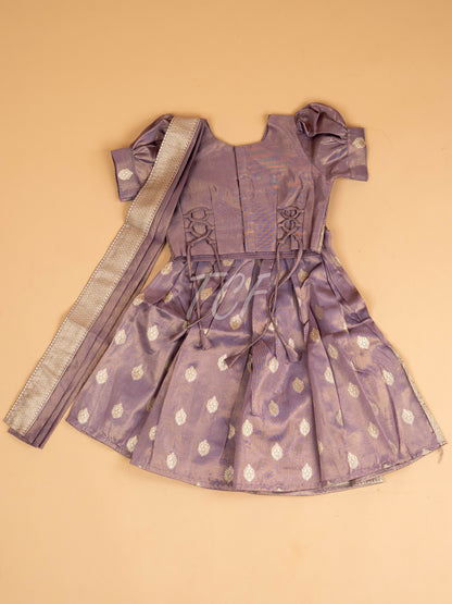 Maroon & Cream - Semi Leghanga Choli