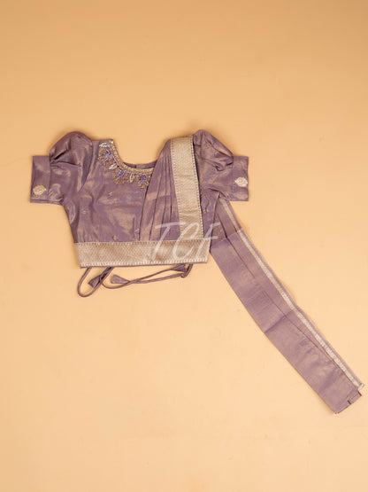 Maroon & Cream - Semi Leghanga Choli