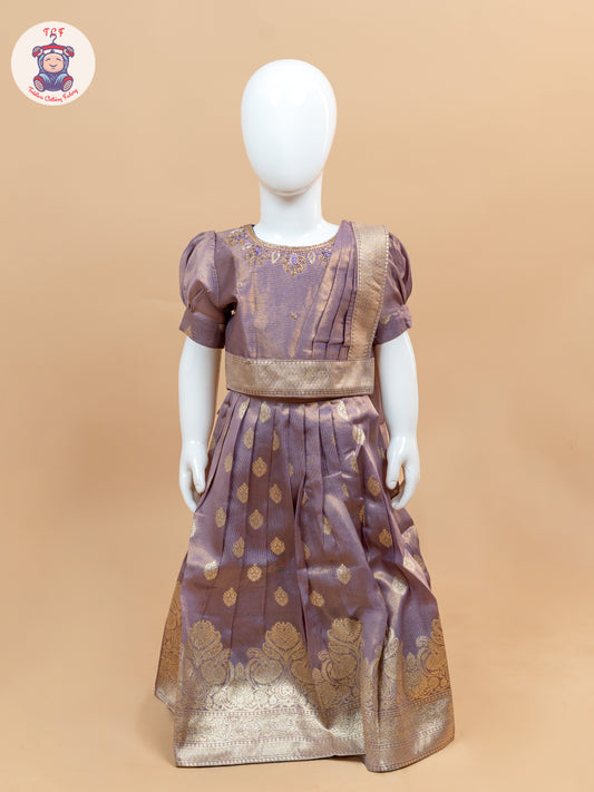 Maroon & Cream - Semi Leghanga Choli