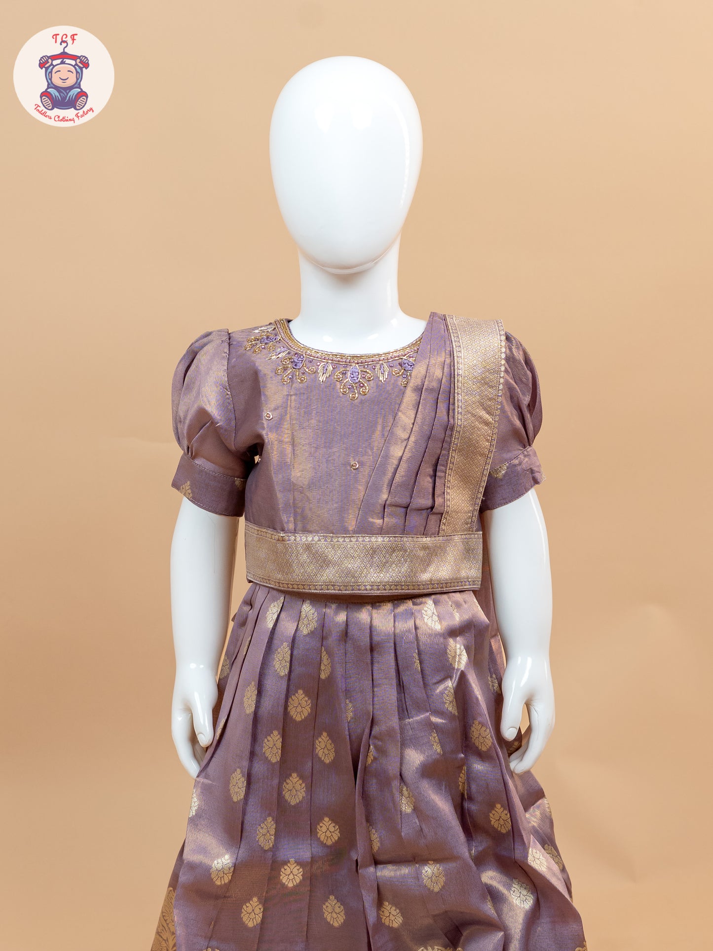 Maroon & Cream - Semi Leghanga Choli