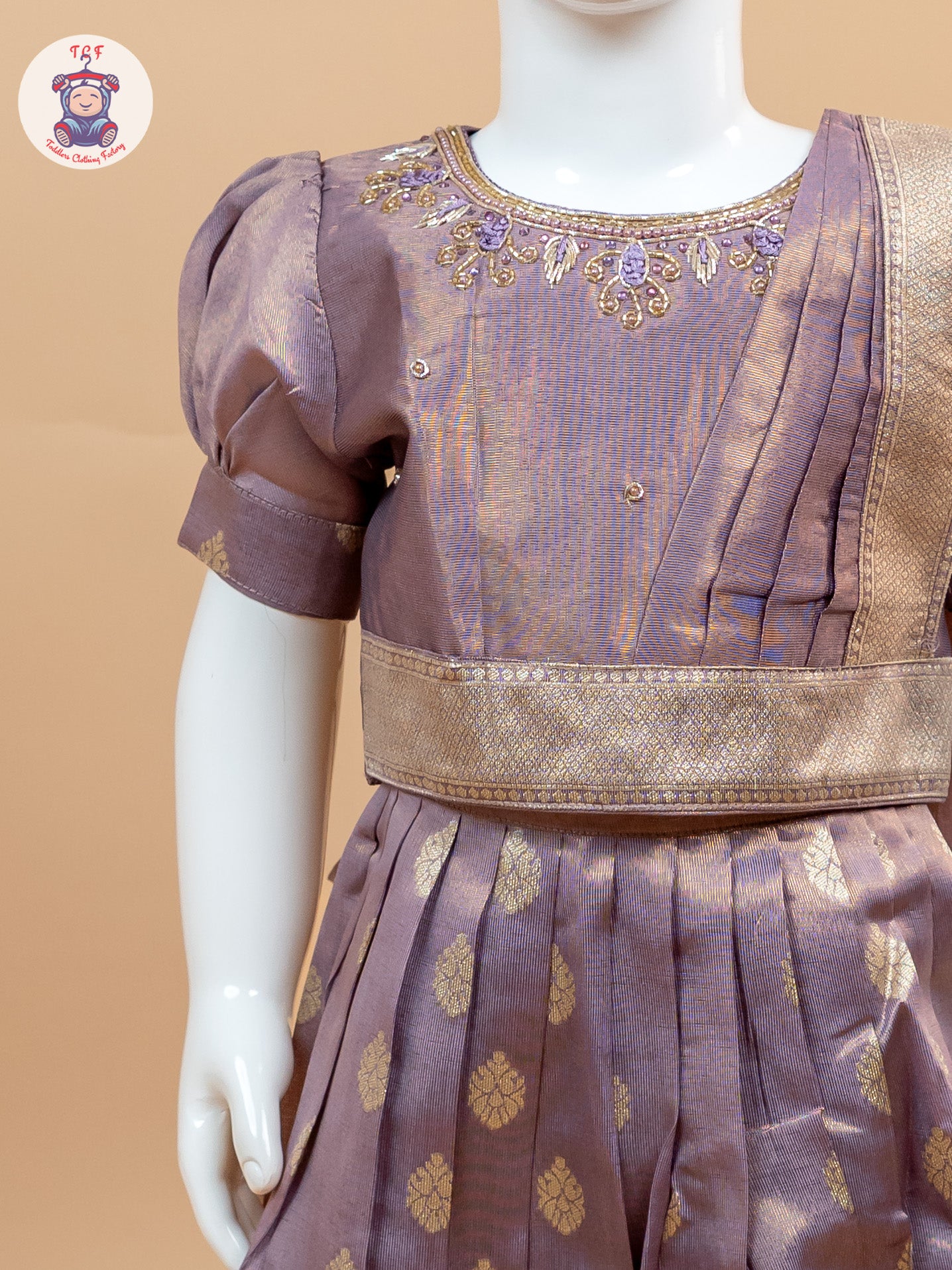 Maroon & Cream - Semi Leghanga Choli