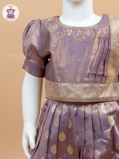 Maroon & Cream - Semi Leghanga Choli