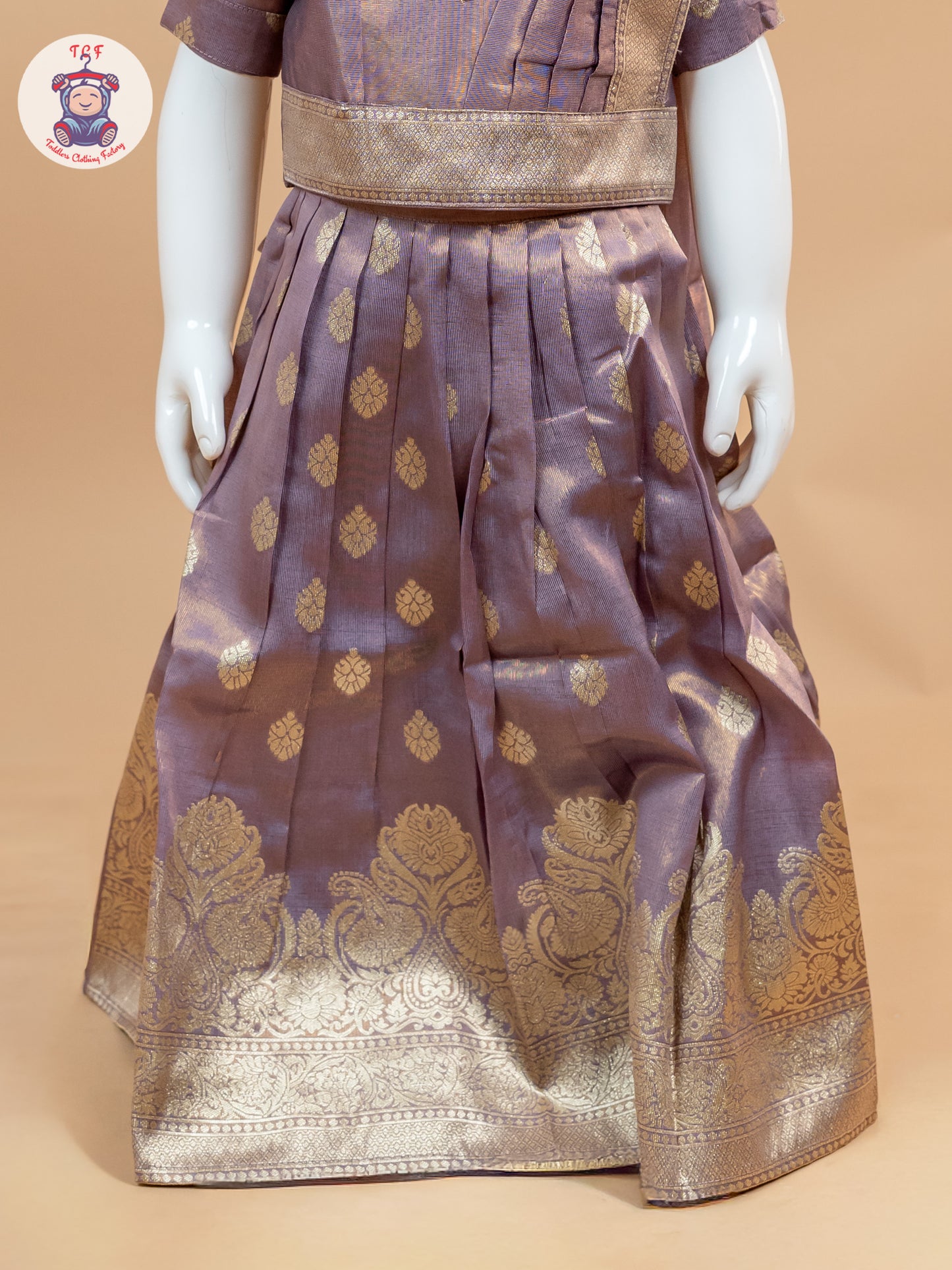 Maroon & Cream - Semi Leghanga Choli