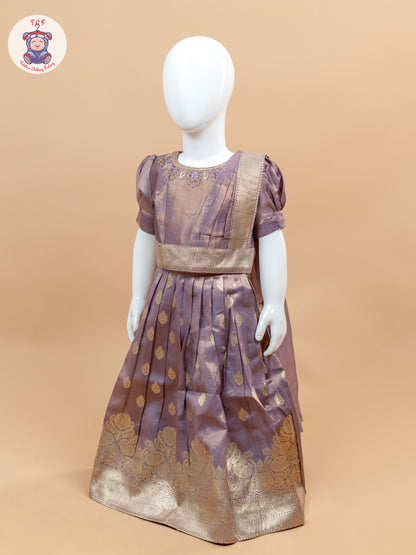 Maroon & Cream - Semi Leghanga Choli