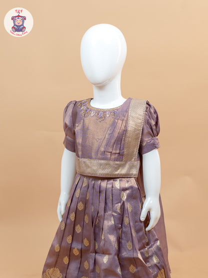 Maroon & Cream - Semi Leghanga Choli