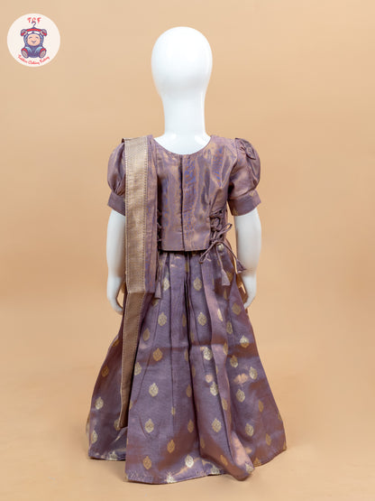 Maroon & Cream - Semi Leghanga Choli