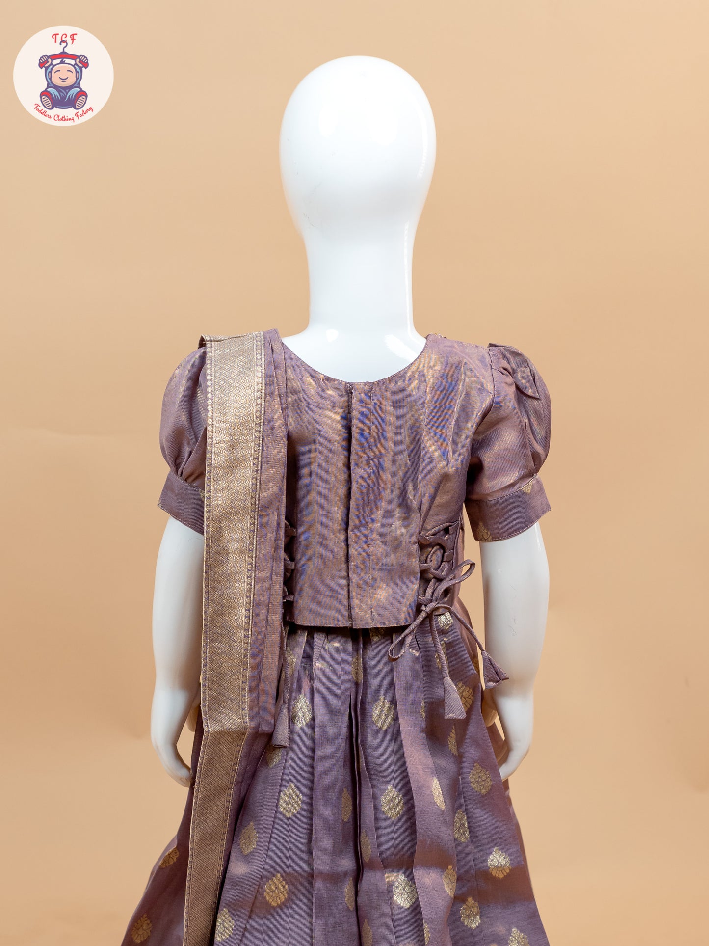 Maroon & Cream - Semi Leghanga Choli