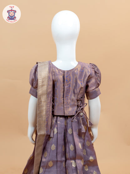 Maroon & Cream - Semi Leghanga Choli