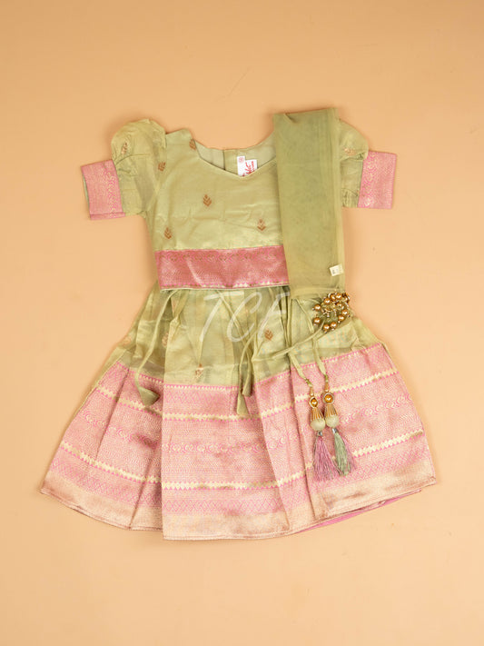 Light Green & Pink - Semi Leghanga Choli