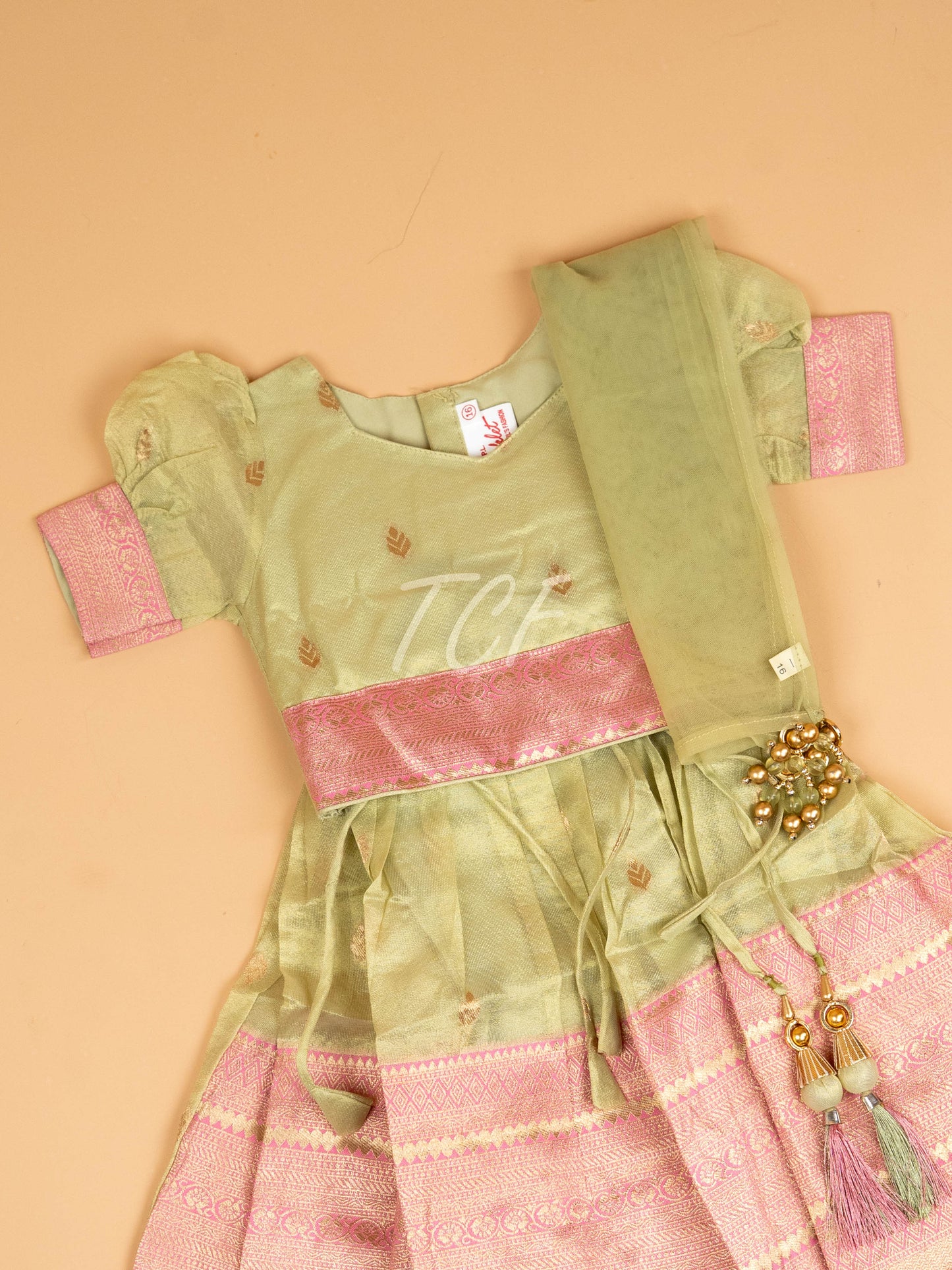 Light Green & Pink - Semi Leghanga Choli