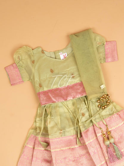 Light Green & Pink - Semi Leghanga Choli