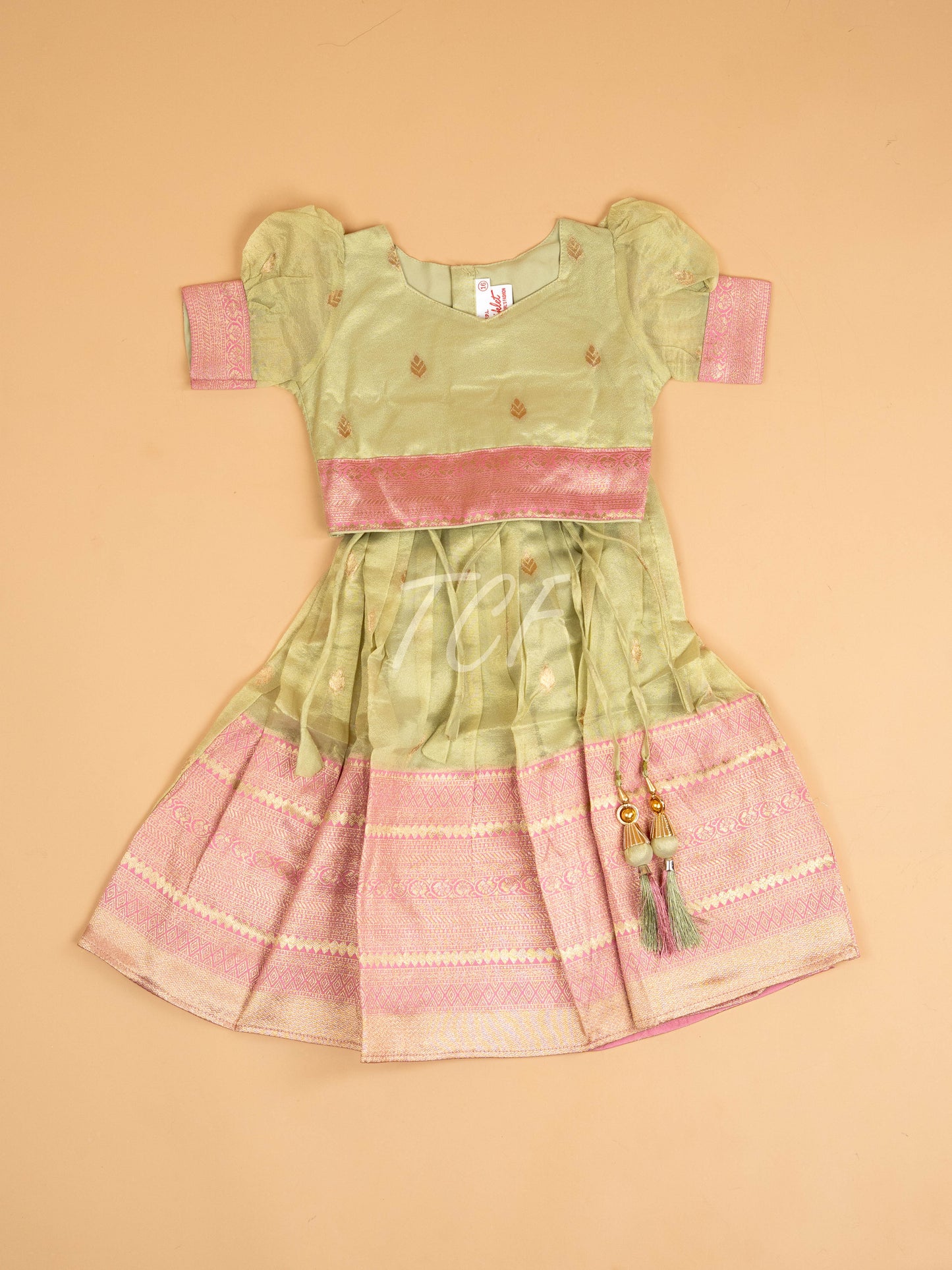 Light Green & Pink - Semi Leghanga Choli