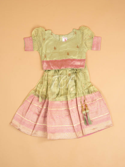 Light Green & Pink - Semi Leghanga Choli