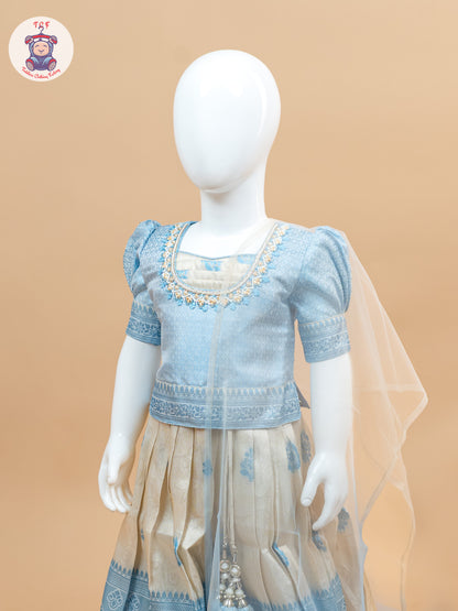 Sky Blue - Semi Leghanga Choli