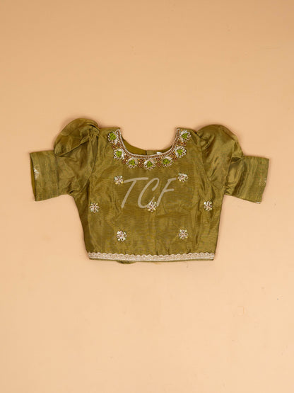 Light Green & Brown - Semi Leghanga Choli