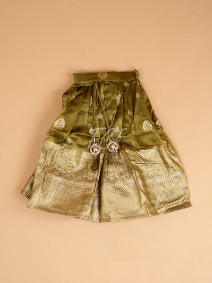 Light Green & Brown - Semi Leghanga Choli