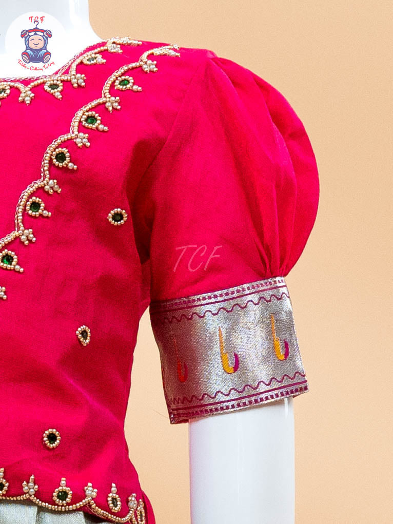 Pink & White Floral Print - Semi Leghanga Choli