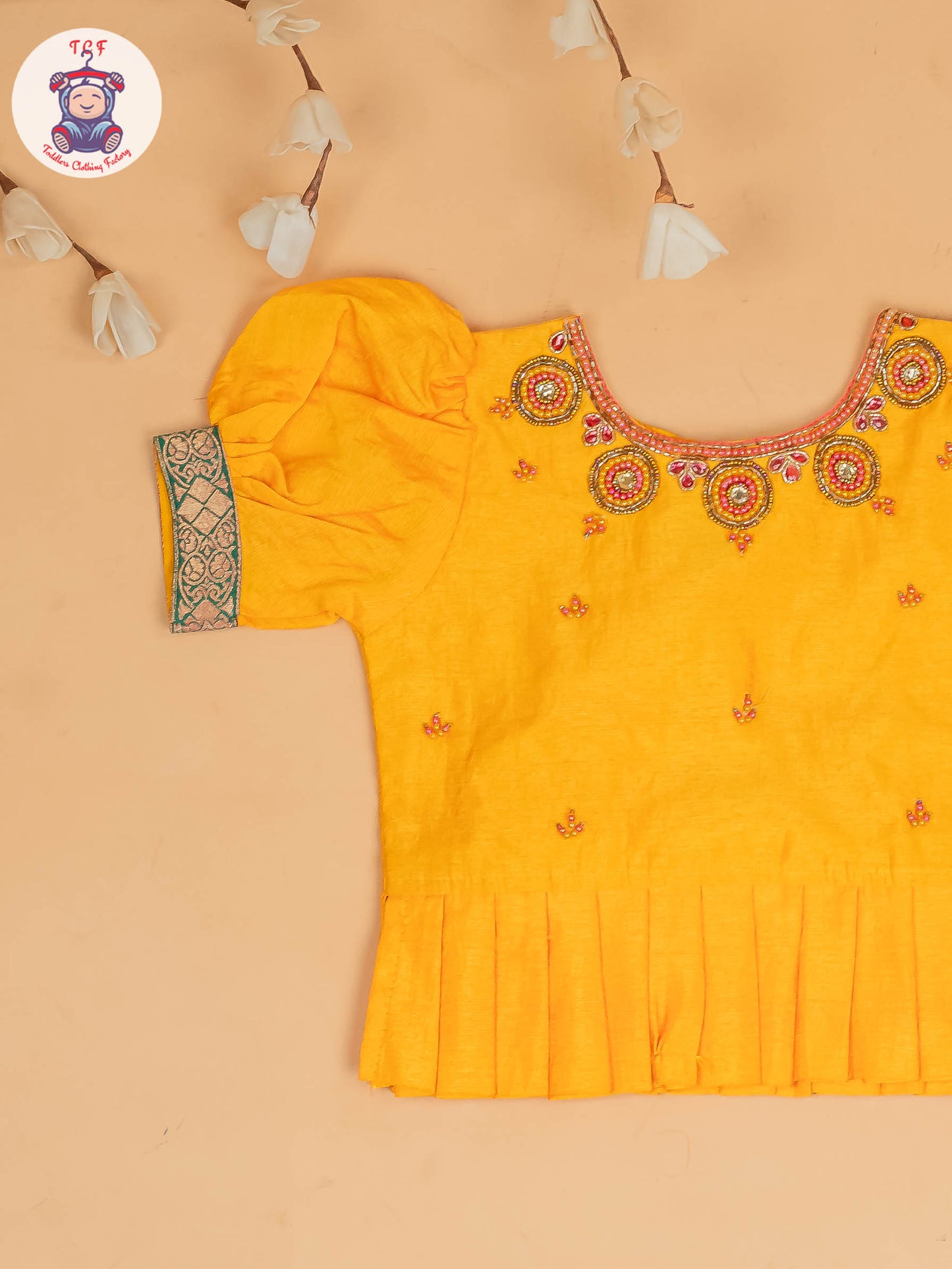 Yellow & Red Floral Print - Semi Leghanga Choli