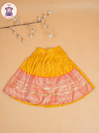 Yellow & Red Floral Print - Semi Leghanga Choli