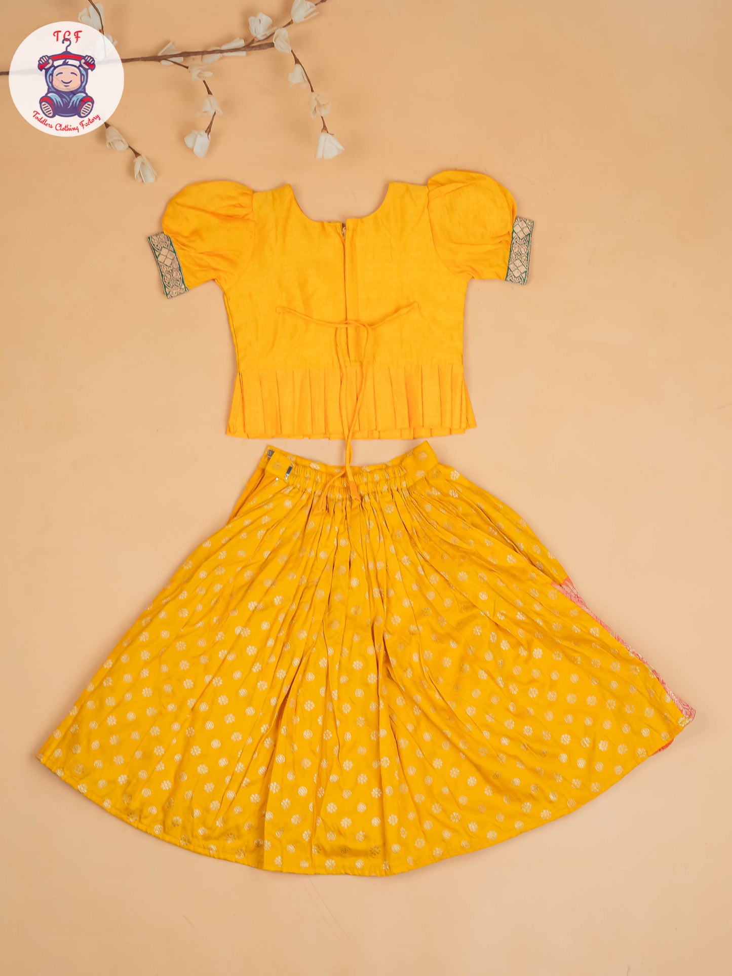 Yellow & Red Floral Print - Semi Leghanga Choli