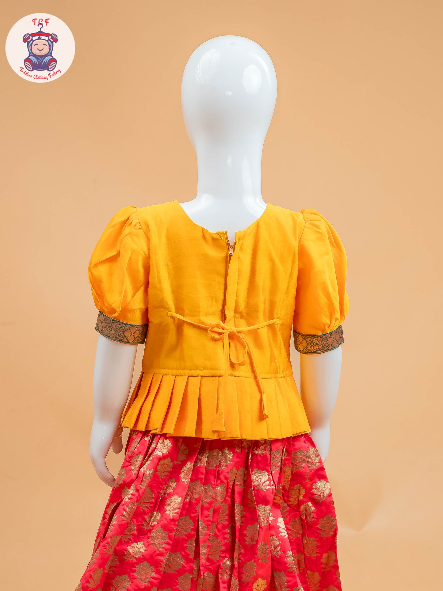 Yellow & Red Floral Print - Semi Leghanga Choli