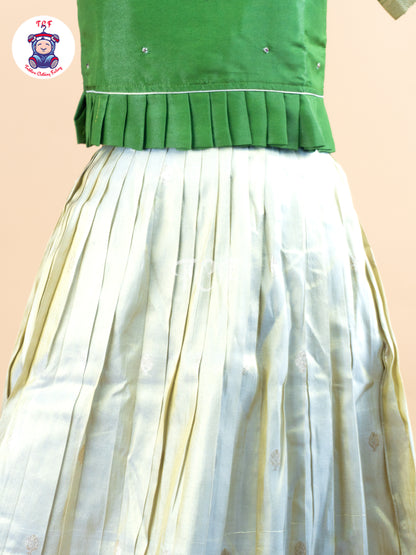 Green - Floral Printed Girls Lehenga Choli