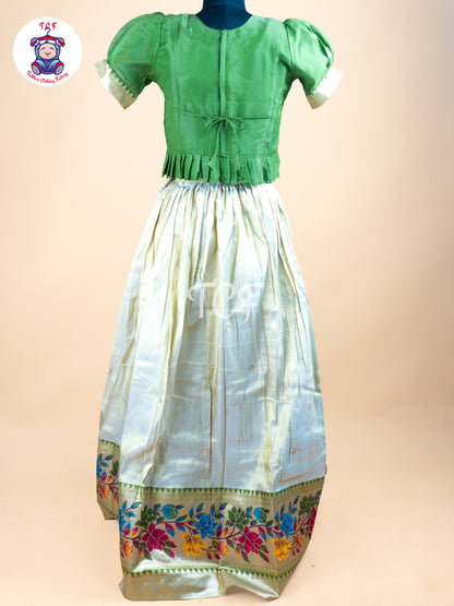 Green - Floral Printed Girls Lehenga Choli