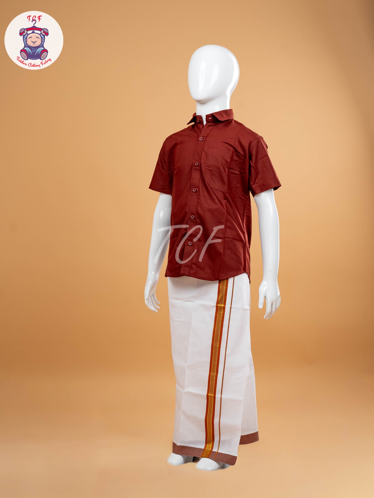 Maroon - Boys Readymade Dhotis & Shirts