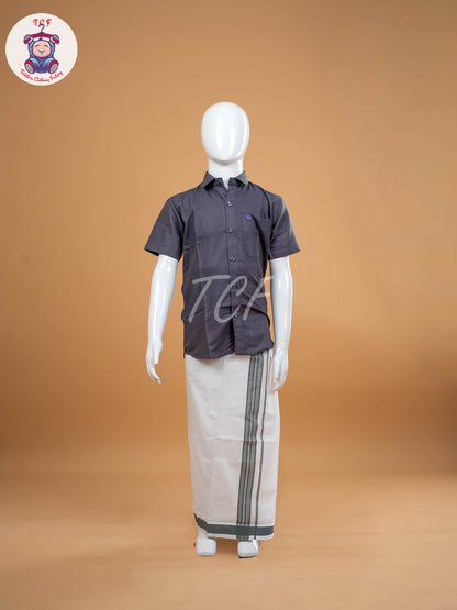 Grey - Boys Readymade Dhotis & Shirts