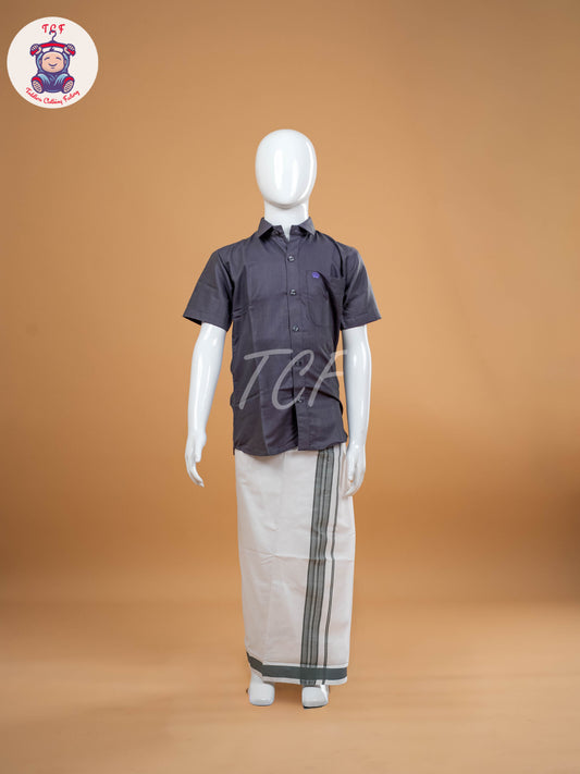 Grey - Boys Readymade Dhotis & Shirts
