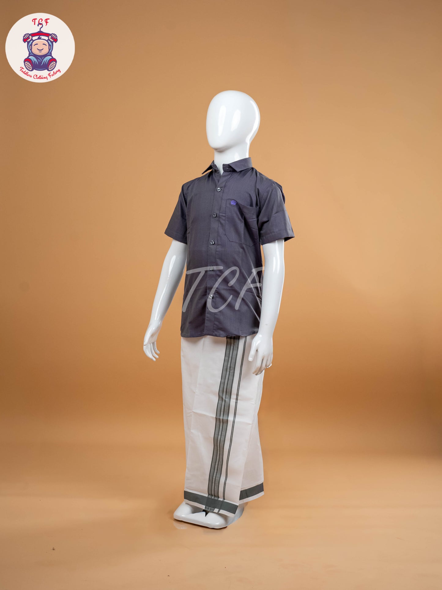 Grey - Boys Readymade Dhotis & Shirts