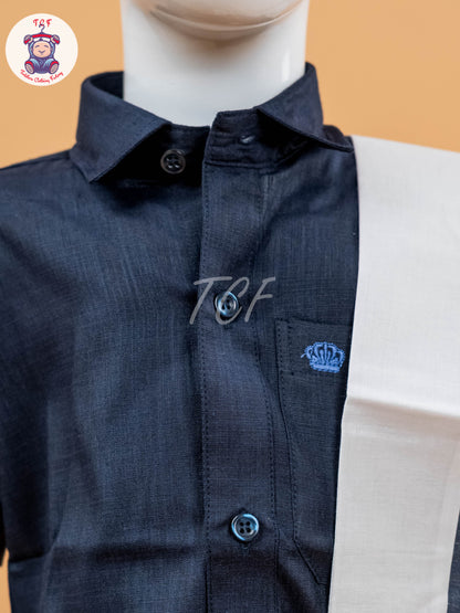 Navy Blue - Boys Readymade Dhotis & Shirts