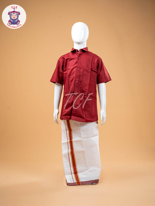 Maroon -  Boys Readymade Dhotis & Shirts