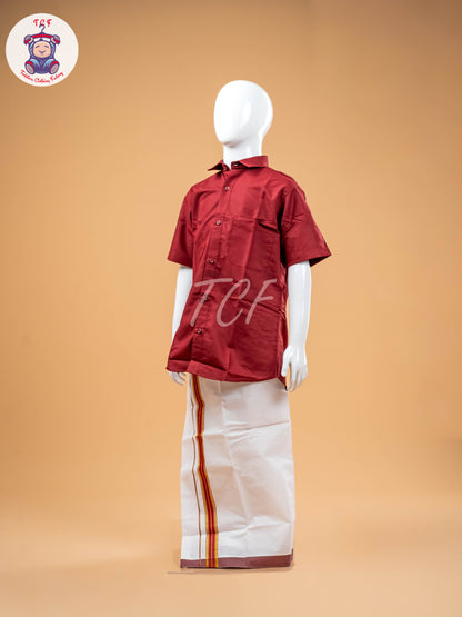 Maroon -  Boys Readymade Dhotis & Shirts