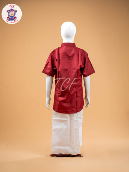 Maroon -  Boys Readymade Dhotis & Shirts