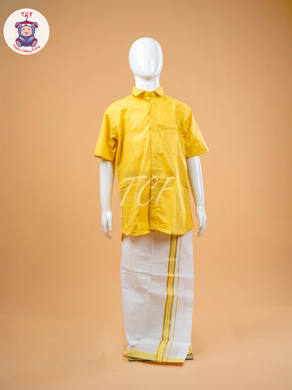 Yellow -  Boys Readymade Dhotis & Shirts