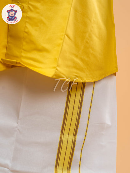 Yellow -  Boys Readymade Dhotis & Shirts