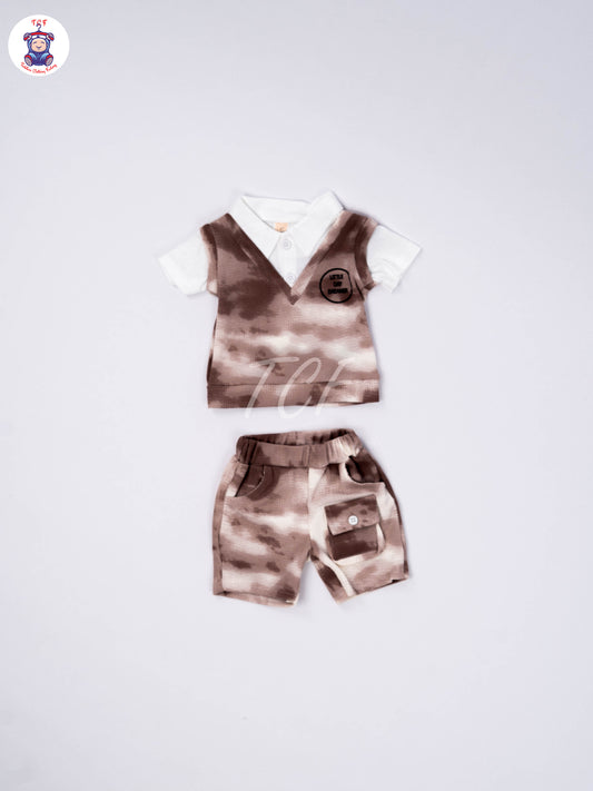 Brown - Collar T-Shirts & Shorts