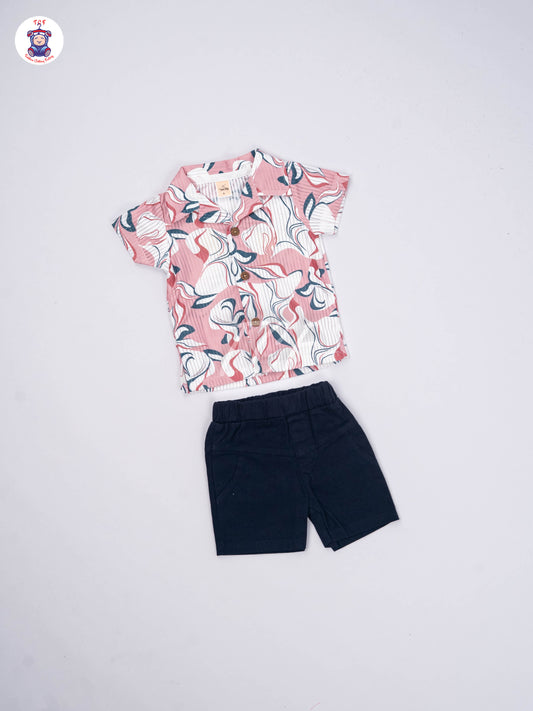 Onion Pink & Navy Blue - Shirts & Shorts
