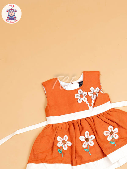 Brown - Girls Printed Ethnic Frock